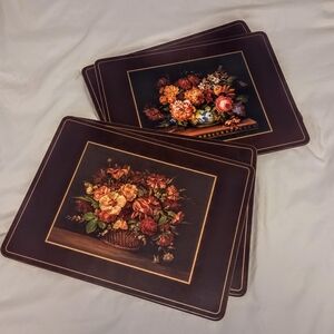 Pimpernel Placemats “Flemish Flowers” Vintage Cork Backed H.Band Acrylic.